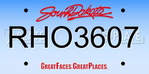 RHO3607 South Dakota License Plate