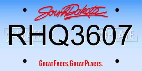 RHQ3607 South Dakota License Plate