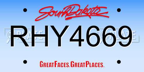 RHY4669 South Dakota License Plate