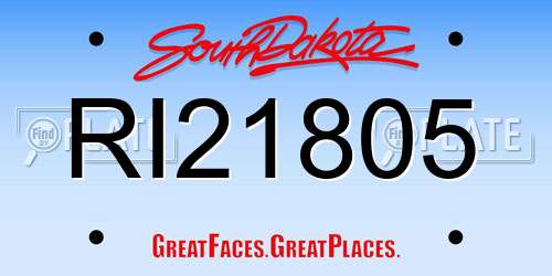 RI21805 South Dakota License Plate