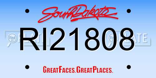 RI21808 South Dakota License Plate