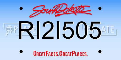 RI2I505 South Dakota License Plate
