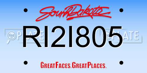 RI2I805 South Dakota License Plate