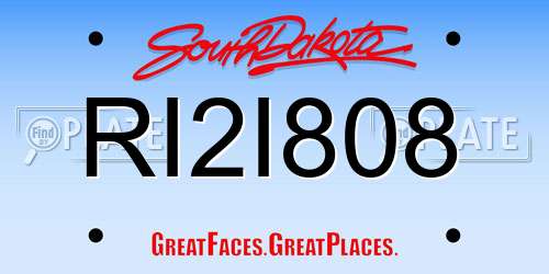 RI2I808 South Dakota License Plate