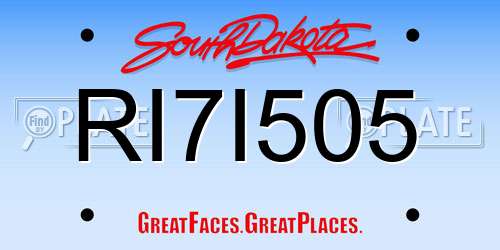 RI7I505 South Dakota License Plate