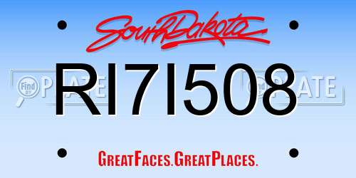 RI7I508 South Dakota License Plate
