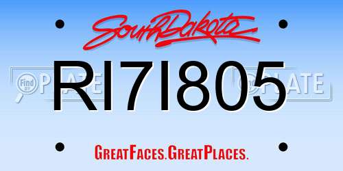RI7I805 South Dakota License Plate