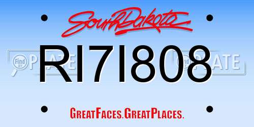 RI7I808 South Dakota License Plate
