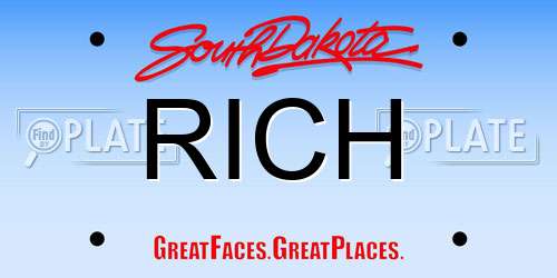 RICH South Dakota License Plate