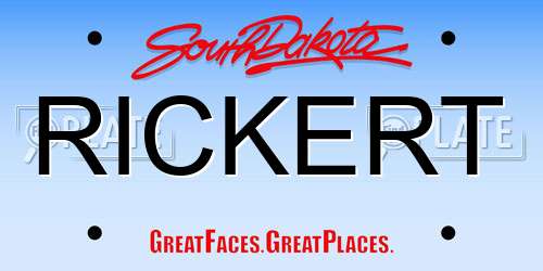 RICKERT South Dakota License Plate