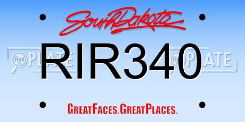 RIR340 South Dakota License Plate