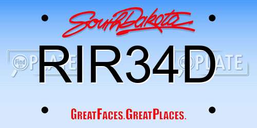 RIR34D South Dakota License Plate