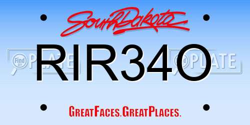 RIR34O South Dakota License Plate