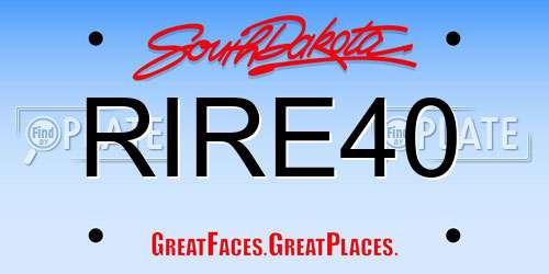 RIRE40 South Dakota License Plate