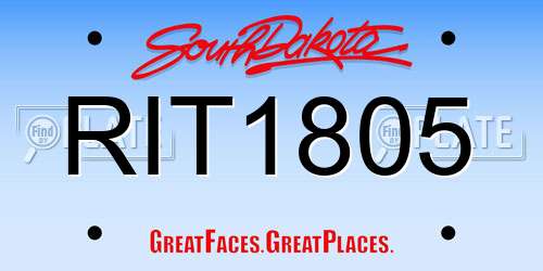 RIT1805 South Dakota License Plate