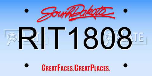 RIT1808 South Dakota License Plate
