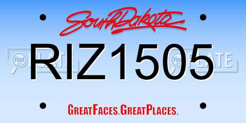 RIZ1505 South Dakota License Plate
