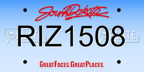 RIZ1508 South Dakota License Plate