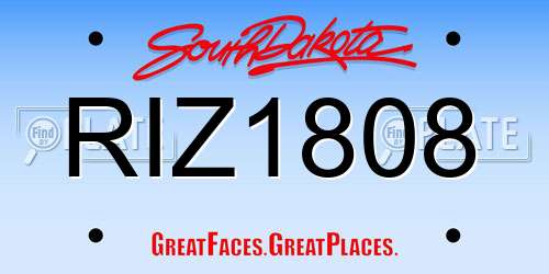 RIZ1808 South Dakota License Plate
