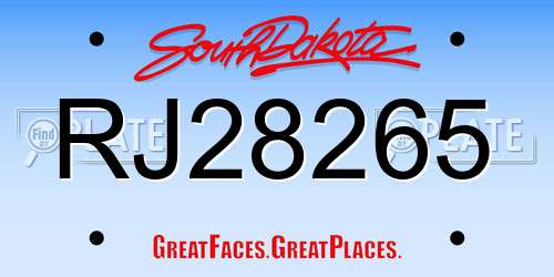 RJ28265 South Dakota License Plate