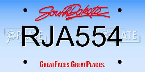 RJA554 South Dakota License Plate