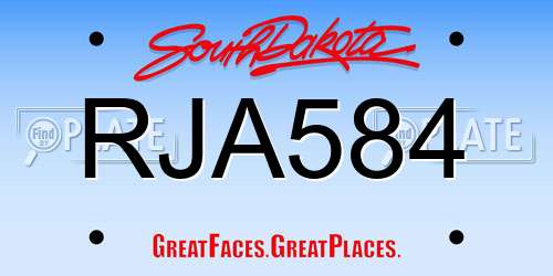 RJA584 South Dakota License Plate
