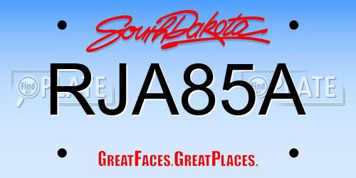 RJA85A South Dakota License Plate