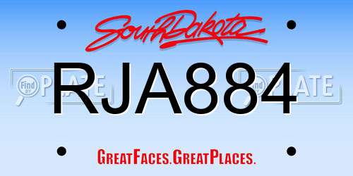 RJA884 South Dakota License Plate