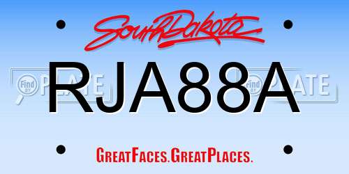 RJA88A South Dakota License Plate