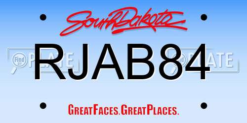 RJAB84 South Dakota License Plate
