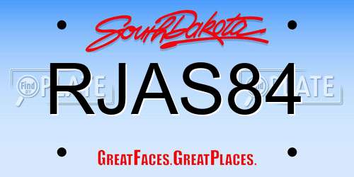 RJAS84 South Dakota License Plate