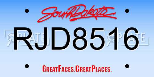 RJD8516 South Dakota License Plate