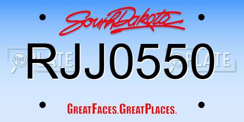 RJJ0550 South Dakota License Plate