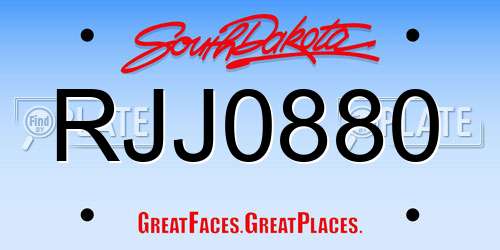 RJJ0880 South Dakota License Plate