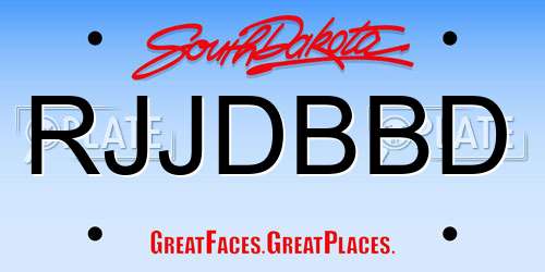 RJJDBBD South Dakota License Plate