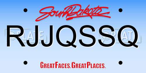 RJJQSSQ South Dakota License Plate