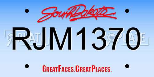 RJM1370 South Dakota License Plate
