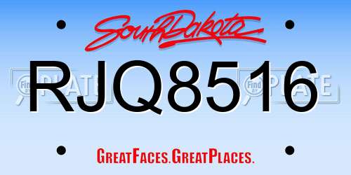 RJQ8516 South Dakota License Plate