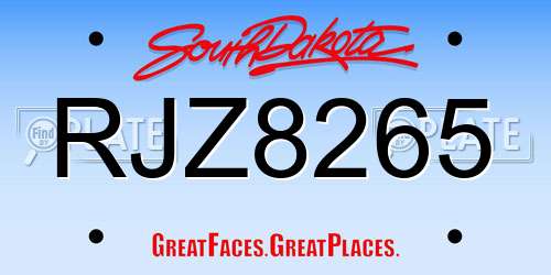 RJZ8265 South Dakota License Plate