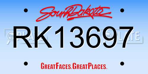 RK13697 South Dakota License Plate