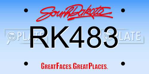 RK483 South Dakota License Plate