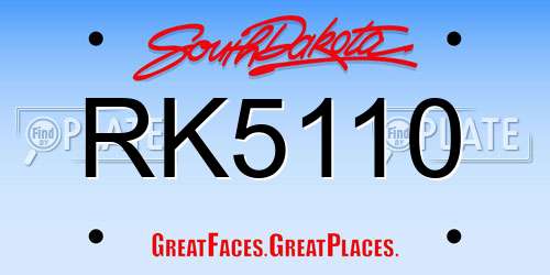 RK5110 South Dakota License Plate