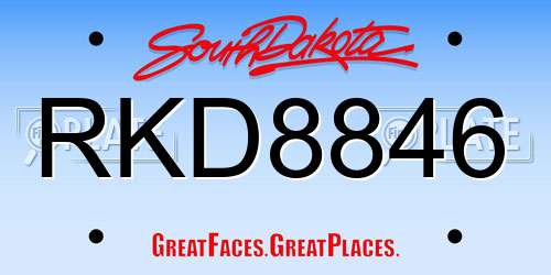 RKD8846 South Dakota License Plate