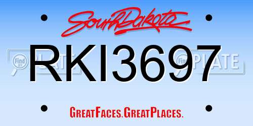RKI3697 South Dakota License Plate
