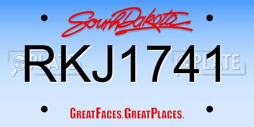 RKJ1741 South Dakota License Plate