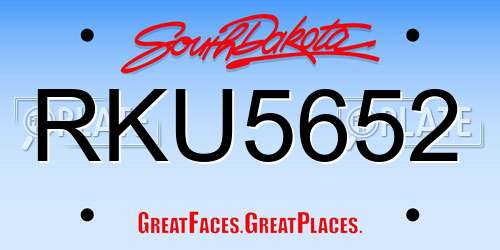 RKU5652 South Dakota License Plate