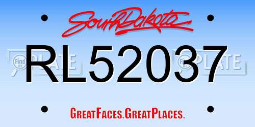 RL52037 South Dakota License Plate
