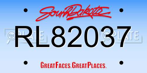 RL82037 South Dakota License Plate