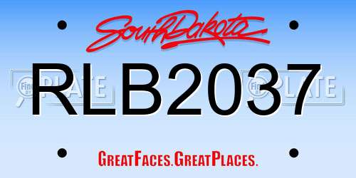 RLB2037 South Dakota License Plate