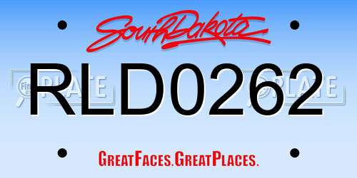 RLD0262 South Dakota License Plate